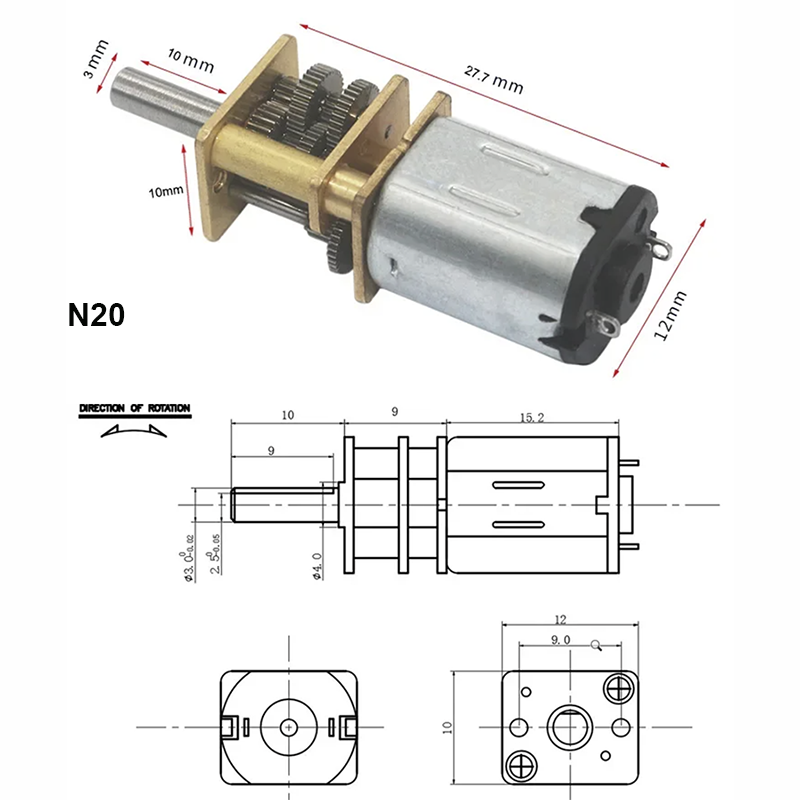6V 12V 15-6000RPM GA12-N20 DC  - огляд і ціна Diy Electronics Motor