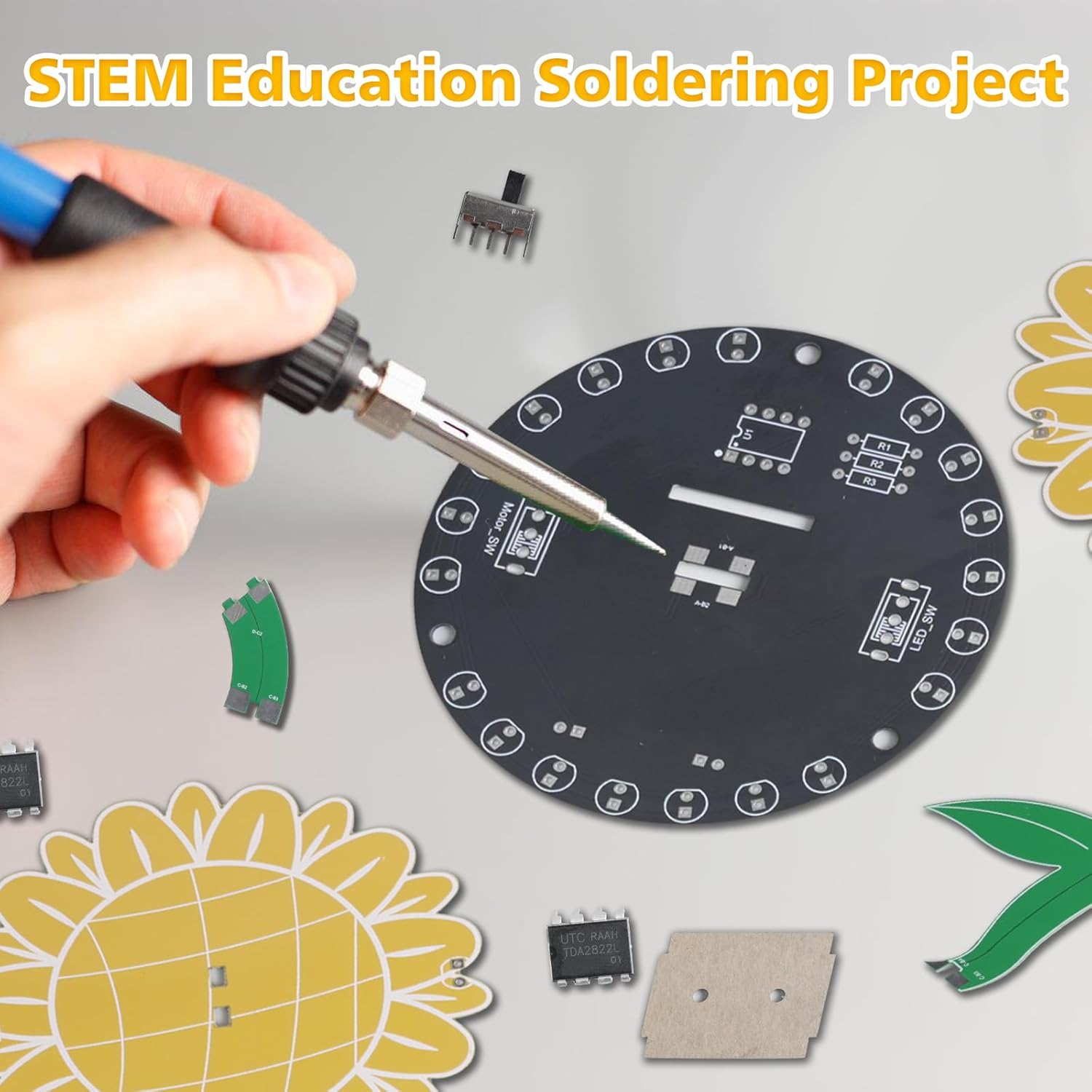 Light Chasing Sunflower Solder - огляд і ціна Diy Electronics Ideas